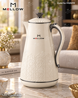 Carafe isotherme artisanale OEM 1,0 L, motif marocain vert sauge, avec intérieur en verre PP, bouton couronne et poignée chromée