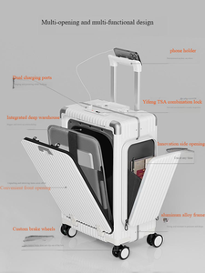 Front Opening Luggage Aluminium Frame <b>Suitcase</b> with Charging Port Lightweight Travel Trolley Case RTS Bulk Mixed Order - Product Image 2
