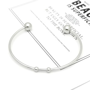 Stainless Steel <b>Ball</b> Cuff <b>Bracelet</b> Adjustable Opening Simple Style Jewelry Accessory - Product Image 1