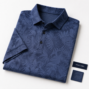 Camisa Polo para Hombre, Manga Corta, Diseño de Hojas en Tono, Logotipo Bordado Personalizado, Marca Privada, Fabricante OEM ODM - Product Image 1
