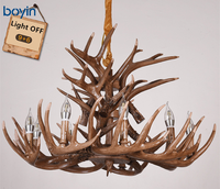 Lustre Rétro en Forme de Bois de Cerf, Suspension Vintage, Lampe Décorative pour Salon, Bar, Café, Maison, Décoration Intérieure Campagne