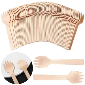 Phân hủy sinh học compostbale dùng một lần bằng gỗ spork với biểu tượng tùy chỉnh