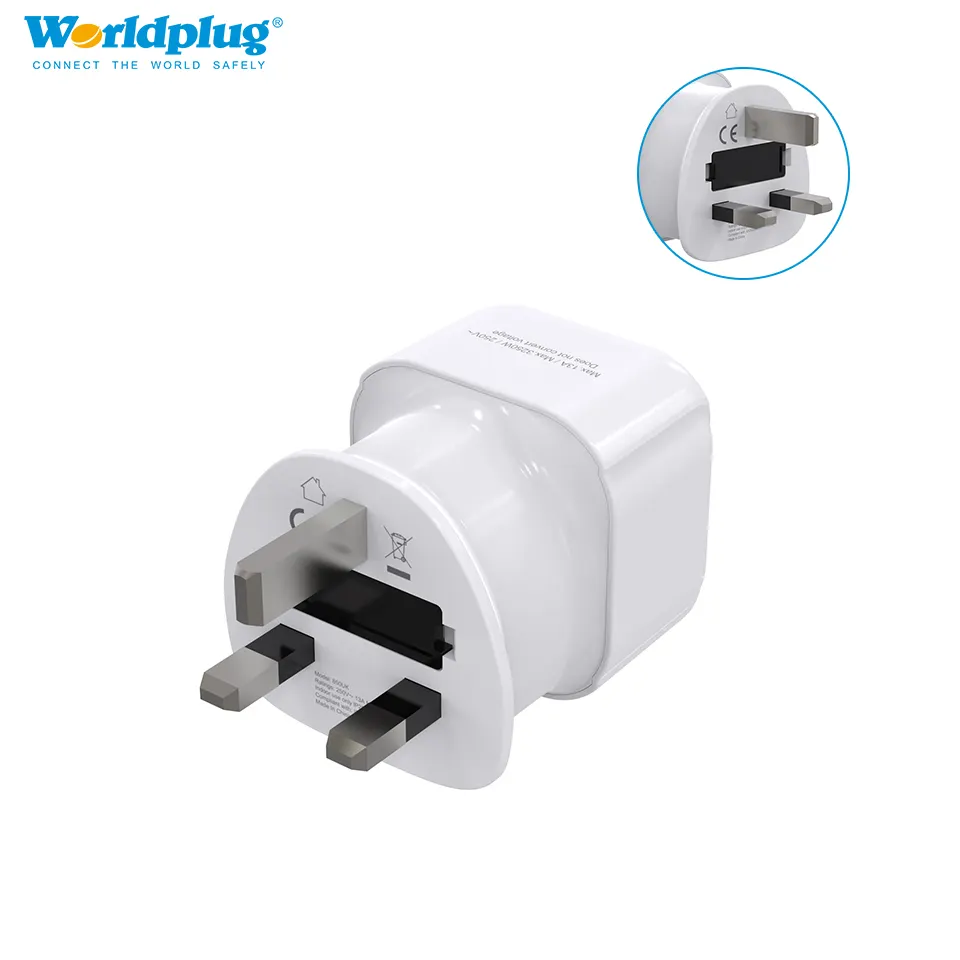 Worldplug Nhà Máy Trực Tiếp Chất Lượng Cao Euro Để Anh Chuyển Đổi Travel Adapter Cắm Ổ Cắm Châu Âu Cắm Adapter