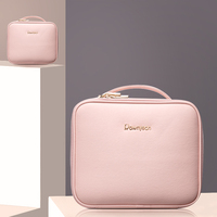 Rownyeon-bolsa organizadora de maquillaje profesional, estuche de cosméticos cuadrado Rosa, con logotipo personalizado, el mejor precio