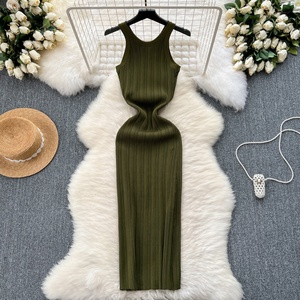 Vestido de Punto Sexy sin Mangas con Cintura Ajustada, Nuevo Estilo de Verano para <span class=keywords><strong>Mujer</strong></span> - Product Image 1