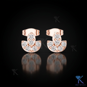 ต่างหูเพชรเลียนแบบรูปดอกบัว ประดับเพชร 6 เม็ด ทองคำแท้ 14K 18K เครื่องประดับผู้หญิงชั้นดี ของขวัญวันครบรอบแต่งงาน - Product Image 2