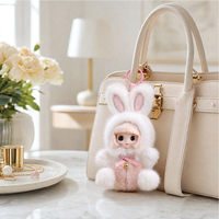 Porte-clés Lapin en Peluche Doux et Élégant avec Visage en PVC, Jouet Mignon pour Sac à Main Femme, Décoration de Clé de Voiture, Cadeau