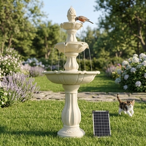 <span class=keywords><strong>Fontaine</strong></span> d'eau décorative de jardin portable <span class=keywords><strong>à</strong></span> 3 niveaux en résine de fibre de verre avec <span class=keywords><strong>énergie</strong></span> <span class=keywords><strong>solaire</strong></span> et batterie - Product Image 1