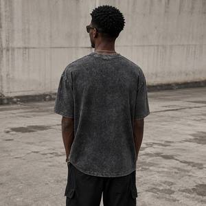 T-shirts Homme Oversize Décontractés Noirs Délavés à l'Acide Teints en Pièce avec Lettres LA Style High Street Impression DTG Coton Respirant Vente en Gros - Product Image 2