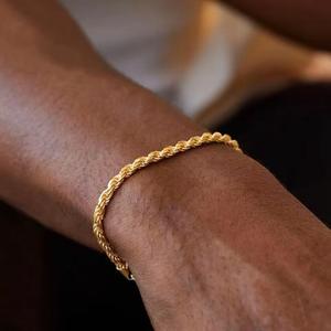 Cadena de Hombre de Plata de Ley 925 con Cierre de Langosta, Diseño de Cuerda Gruesa con Corte de Diamante Brillante de 3 mm, para Hombre - Product Image 5