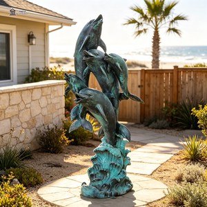 <span class=keywords><strong>Fontana</strong></span> Scultorea Commerciale in Bronzo a Forma di Delfino, a Grandezza Naturale, in Metallo Fuso, Elemento Artistico Acquatico da Giardino per Hotel e Resort - Product Image 6