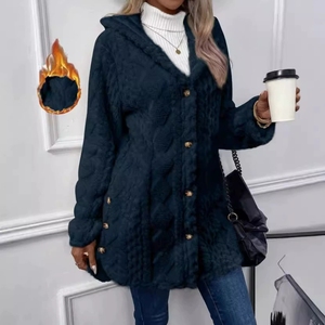 Nuovi Prodotti 2026: Cappotto da <span class=keywords><strong>Donna</strong></span> con Cappuccio e Bottoni in Peluche Spesso - <span class=keywords><strong>Abbigliamento</strong></span> Femminile Caldo e alla Moda a Maniche Lunghe in Tinta Unita - Product Image 6