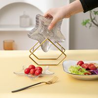 Assiette de fruits transparente de luxe plat en os plateau à collation plastique d'injection bord doré pour le stockage ou les aliments emballés