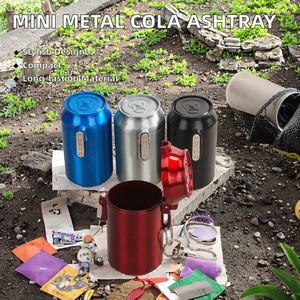 Novedad, Mini Cenicero de botella de Cola de Metal redondo portátil <span class=keywords><strong>Funway</strong></span>, llavero moderno para viajes, uso en coche al aire libre, a prueba de viento, sin humo - Product Image 3