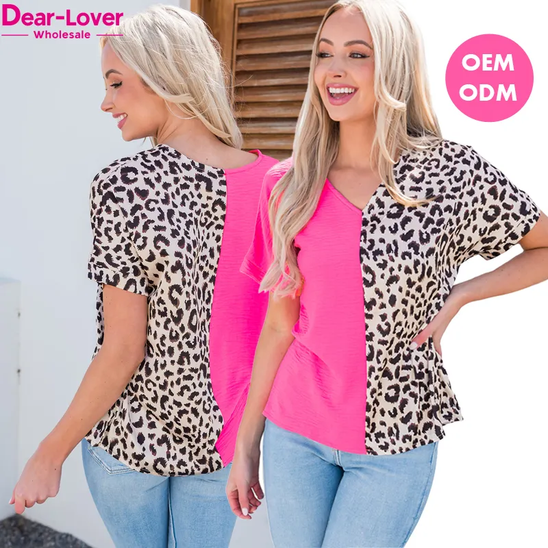 Dear-Lover Custom OEM ODM Wholesale Y2K Fashion Cute Leopard Patchwork Summer Clothes Ladies Tops For Women