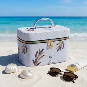 Professional Cosmetic Organizer Bag Starry Sky Feather Pattern Beauty <b>Box</b> Portable Pu Leather Travel Toiletry <b>Vanity</b> Handbag - Product Image 1