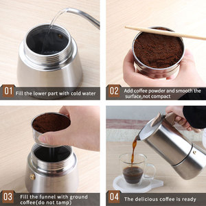 <span class=keywords><strong>Cafetera</strong></span> Mocha con mango de madera real de primera calidad, máquina de café Espresso de acero inoxidable para café clásico de estilo italiano Brew 6 tazas - Product Image 5
