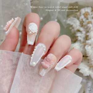 10 unids/bolsa Ángel clavo encanto venta al por mayor resina blanco rosa corazón <span class=keywords><strong>amor</strong></span> 3D joyería estatua San Valentín <span class=keywords><strong>uñas</strong></span> encantos - Product Image 5