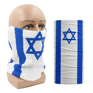 Nahtloses Sublimations-Sport-Kopfband Seidengesichtsmaske Flagge Bandana Israel Schal zum Reiten