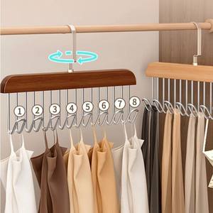 단단한 나무 + 금속 걸이 미끄럼 방지 후크 형 청바지 걸이 옷장 공간 절약 다기능 속옷 및 조끼 보관 - Product Image 4