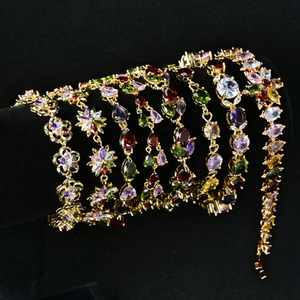 Charm moda donna Chic 18K placcato Oro zircone fiore <span class=keywords><strong>bracciale</strong></span> En o per le ragazze Pulseiras Femininas Oro Joyeria - Product Image 2