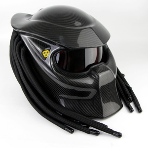 Casco de Motocicleta Integral Ligero de Fibra de Carbono <span class=keywords><strong>con</strong></span> Luces LED, Diseño Abatible, <span class=keywords><strong>Trenzas</strong></span>, Casco Predator <span class=keywords><strong>con</strong></span> Forro de Espuma - Product Image 3