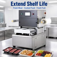 Machine de scellage automatique de barquettes MAP pour l'emballage sous atmosphère modifiée, idéale pour la conservation de la viande fraîche et des aliments