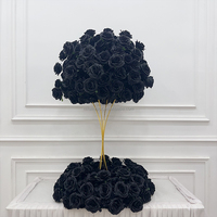 NIKA Factory - Grande boule de fleurs en soie noire faite à la main pour les événements de mariage, centre de table