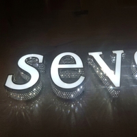 Letrero LED Personalizado de Acero Inoxidable con Orificios Laterales, Letras con Luz Blanca Fría 3D, Decoración de Logotipo Comercial para Montaje en Pared Interior y Exterior
