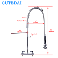 Robinet de pré-évier en laiton pour cuisine industrielle et commerciale avec douchette extractible, robinet mural additionnel et supports muraux