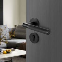 Poignée de porte intérieure en acier inoxydable et aluminium, finition noire mate, pour cuisine, passage, confidentialité