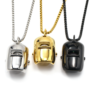 Vintage Wasserdichte Herren-Schmuckkette mit Kristall-Gesichtsmasken-Anhänger aus Schwarzgold-Edelstahl mit <span class=keywords><strong>Box</strong></span>-Kette - Product Image 1