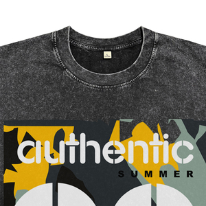 T-shirts pour hommes surdimensionnés en coton respirant de haute qualité, teints à l'acide et imprimés, col rond, vente en gros de vêtements - Product Image 3