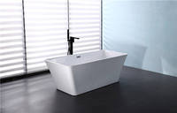 Baignoire autoportante pour adultes, usage hôtelier, 1,7 m, rectangulaire, blanche, 100 % acrylique, design traditionnel, drain complet, CUPC