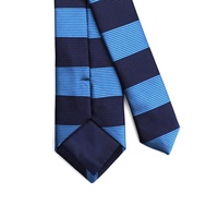 Cravates pour hommes à rayures larges et audacieuses, bleu foncé, jacquard personnalisé, tissées en Chine, vente en gros, cravates en soie fines à rayures horizontales pour hommes