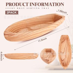 Bandeja de Servir en Forma de Barco de Madera, Decoración de Pascua de Madera Maciza, Bandeja para Aperitivos para Fiestas, Uso en Interiores, Duradera - Product Image 4