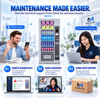 Distributeur automatique de boissons et de snacks pour la vente de produits en bouteille, en canette et en sachet, avec six étagères et un système de planification d'assortiment pratique