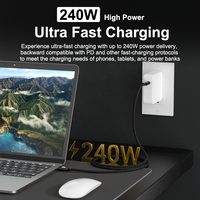 Cable USB Tipo C ULT-unite con revestimiento trenzado y chapado en oro, carga rápida de 240W, cable de datos de 20Gbps, compatible con visualización de video 4K a 60Hz