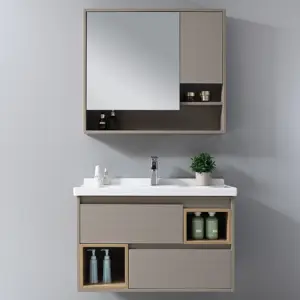 Offre spéciale, meuble de salle de bain suspendu au mur, meuble de toilette moderne avec rangement en miroir, design hôtelier