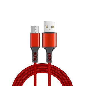 OEM ODM ไนล่อนถักที่มีสีสันการออกแบบใหม่โลโก้ที่กำหนดเองไมโครสายชาร์จ USB