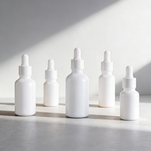 Botellas de Vidrio con Gotero para Aceites Esenciales, Recubiertas de Blanco, con Tapa Blanca, 10ml 15ml 30ml 50ml 100ml, para Crema para el Cuidado de la Piel y Limpiador <span class=keywords><strong>Facial</strong></span>, Venta al por Mayor - Product Image 1