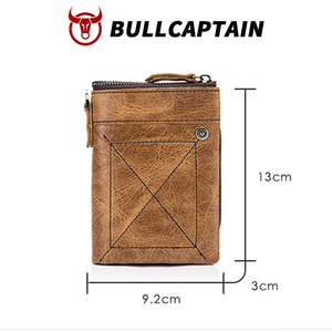 Portefeuille en cuir véritable BULLCAPTAIN pour hommes, porte-cartes vintage avec blocage RFID et poche à monnaie, sac à main décontracté pour tous les jours OEM ODM - Product Image 6