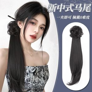 New Chinese Style Ponytail Long Hair With Clip Simulated <b>Braid</b> Ancient Look Hanfu Cheongsam Wig <b>Accessory</b> - Product Image 5