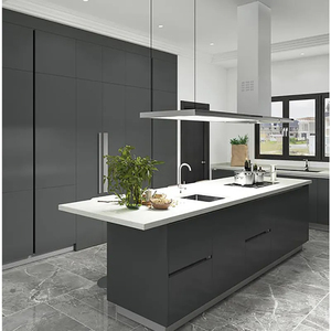 Armoires de <span class=keywords><strong>cuisine</strong></span> modulaires modernes en finition stratifiée de Foshan avec comptoir et <span class=keywords><strong>évier</strong></span> en marbre/granite artificiel et <span class=keywords><strong>éclairage</strong></span> LED - Product Image 3