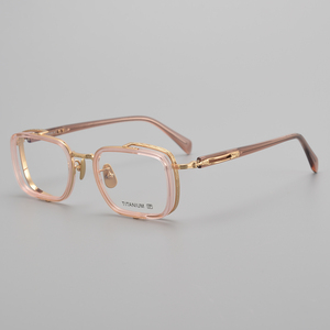 Montatura per Occhiali di Lusso <span class=keywords><strong>in</strong></span> Titanio Puro Intagliata a Mano, Montatura Semi-Rimless <span class=keywords><strong>in</strong></span> Acetato Italiano di Alta Qualità per Miopia - Product Image 4