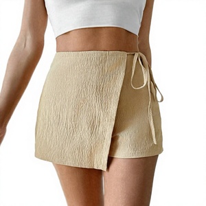 Breathable Plain Dyed Chiffon Crocheted Empire Waist A-Line Design Mini <b>Skirts</b> Ladies Summer Casual - Product Image 2