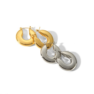 Stainless Steel U Shape <b>Hoop</b> <b>Earrings</b> Gold <b>Silver</b> Color Fashion Geometric Stud <b>Earrings</b> For Women Jewelry Accessories - Product Image 5