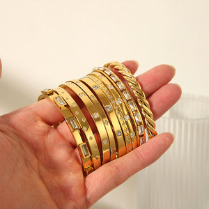 Bulk Luxury 316L Stainless Steel 14k 18k Gold Plated Fashion <b>Bracelets</b> & <b>Bangles</b> Cz Zircon Brand Designer <b>Bracelets</b> for Women - Product Image 1
