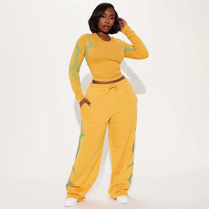 Ensemble haut et <span class=keywords><strong>pantalon</strong></span> pour <span class=keywords><strong>femme</strong></span>, col rond, imprimé, avec cordon de serrage, <span class=keywords><strong>pantalon</strong></span> ample à taille haute avec cordon de serrage, pour l'automne/hiver - Product Image 3