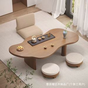 Mesa de té nórdica de madera maciza, adecuada para uso doméstico, balcón, sala de estar, mesa de té con forma de nube, creativa, única, minimalista - Product Image 2